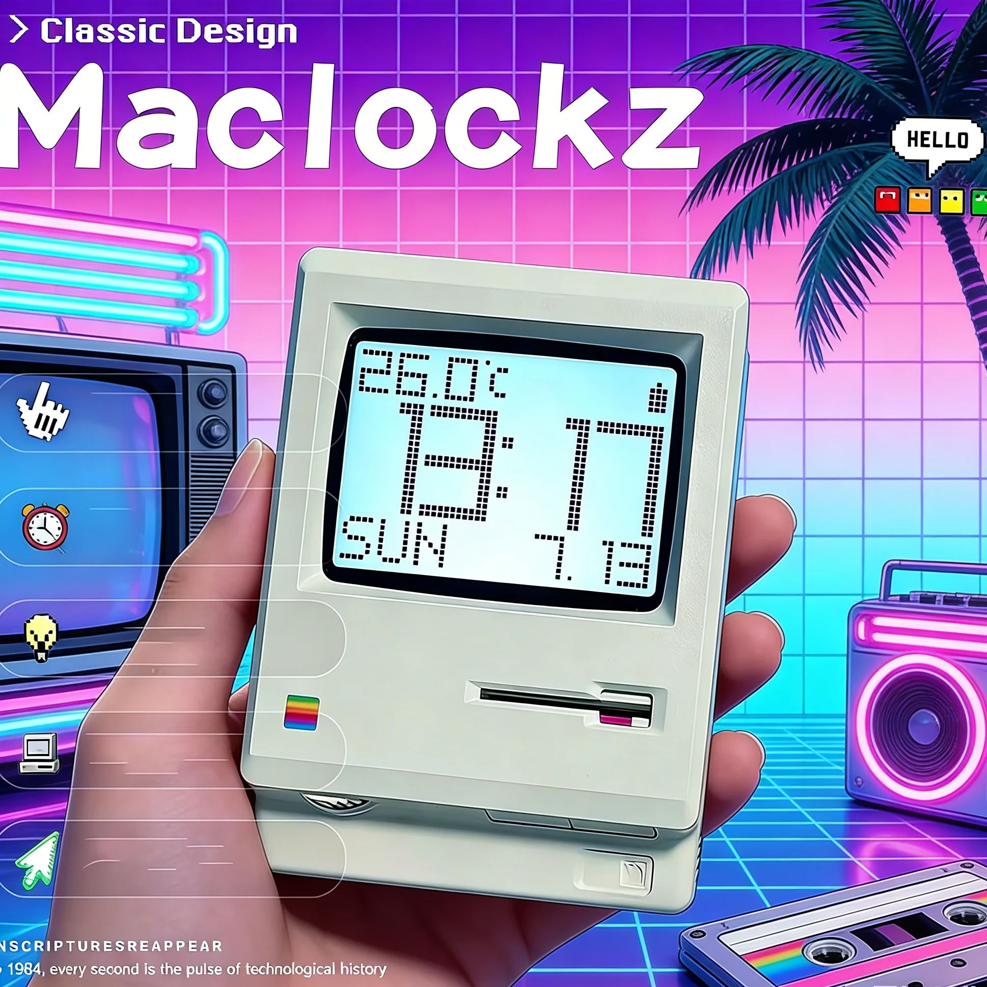 Office Tech Gifts - Retro Nostalgic Maclock Alarm Clock Vintage