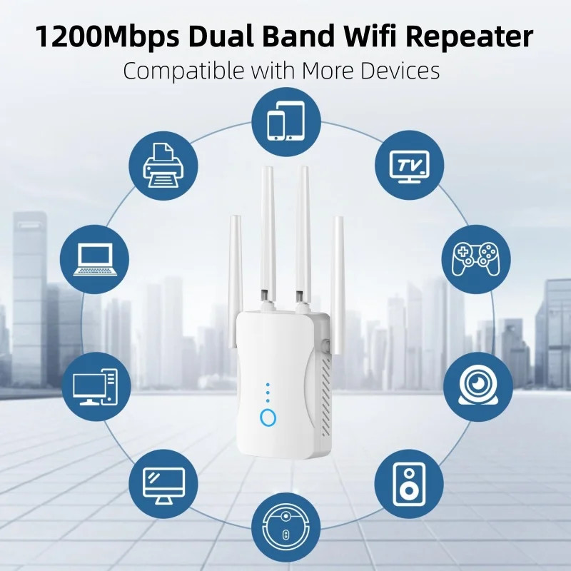 Wifi Range Extender - 1200Mbps Dual Band WiFi Repeater Wireless