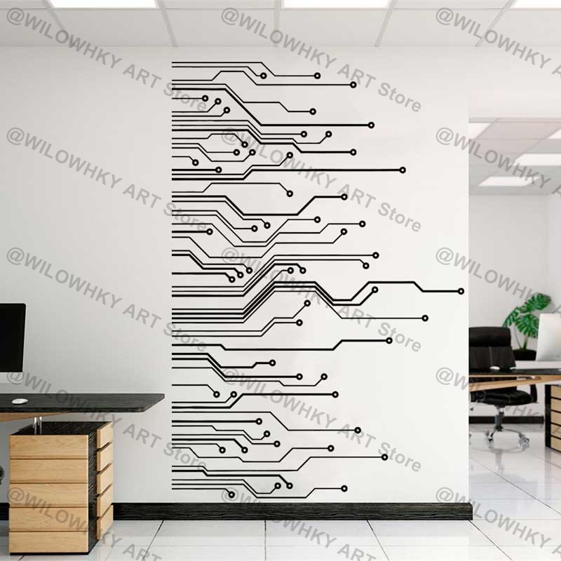 Office Work Tech - Circuit Board Science Playroom Technology Vinyl
