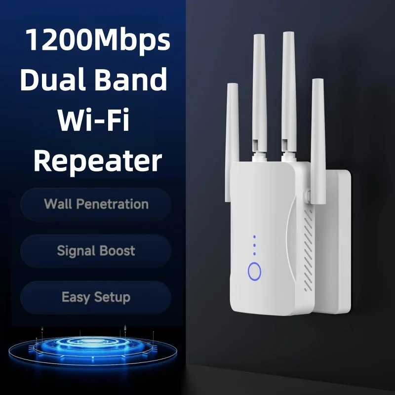 Wifi Range Extender - 2.4G/5GHz Dual Band WiFi Repeater 1200Mbps